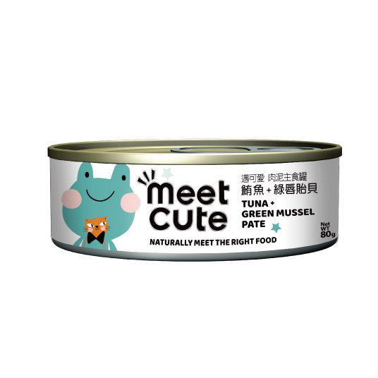 遇可愛。肉泥主食罐 鮪魚+綠唇貽貝 80g